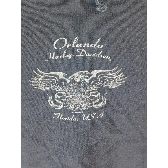 Vintage Women's Harley Davidson Logo Long Sleeve Black Shirt With Tie Back - Picture 4 of 10